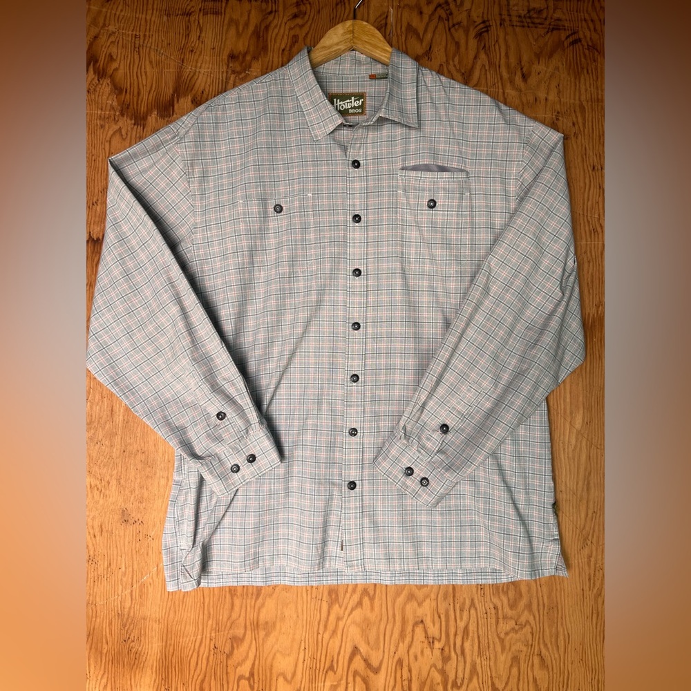 Howler Brothers Men XXL Plaid Button Down Long Sleeve Grey Orange Western